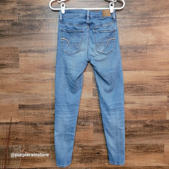 American Eagle Jeans 2 S Jegging Hi Rise Next Level Stretch Medium Light Wash - Picture 2 of 12